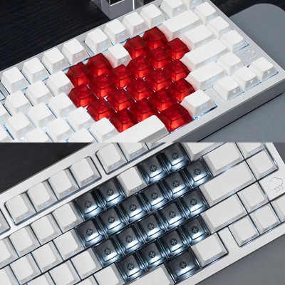 Translucent Heart Shaped PC OEM Profile Full Set Keycaps For Cherry MX keyboard
