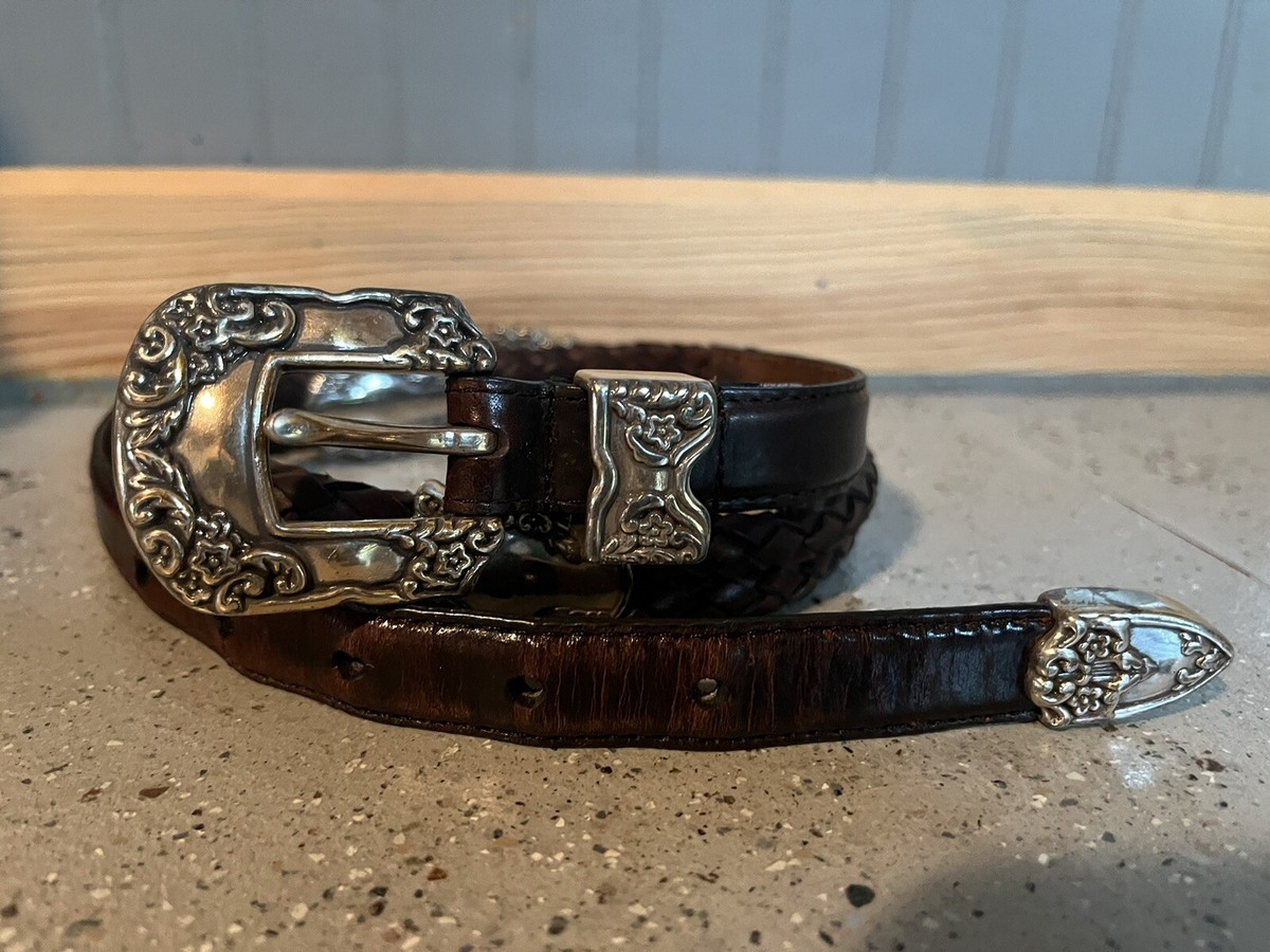 WOOLRICH Women\'s Western Braided Brown Leather Concho Belt M Woolrich Vintage Women main image 4