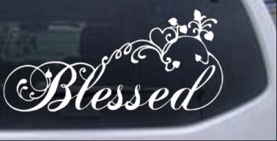 Blessed With Swirls Hearts Car or Truck Window Laptop Decal Sticker