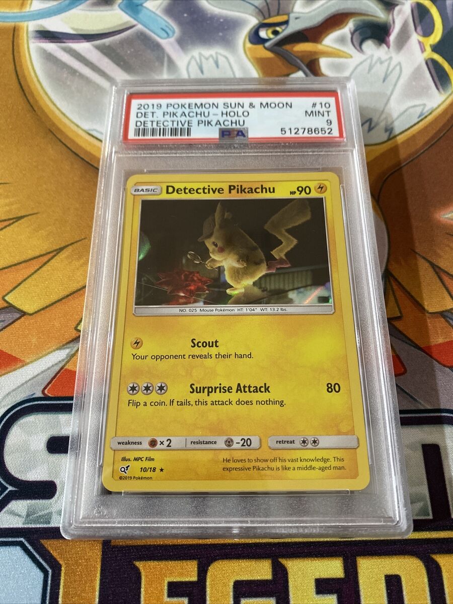 Detective Pikachu HOLO RARE 10/18 SM SHINY Pokemon Card TCG NM 2019