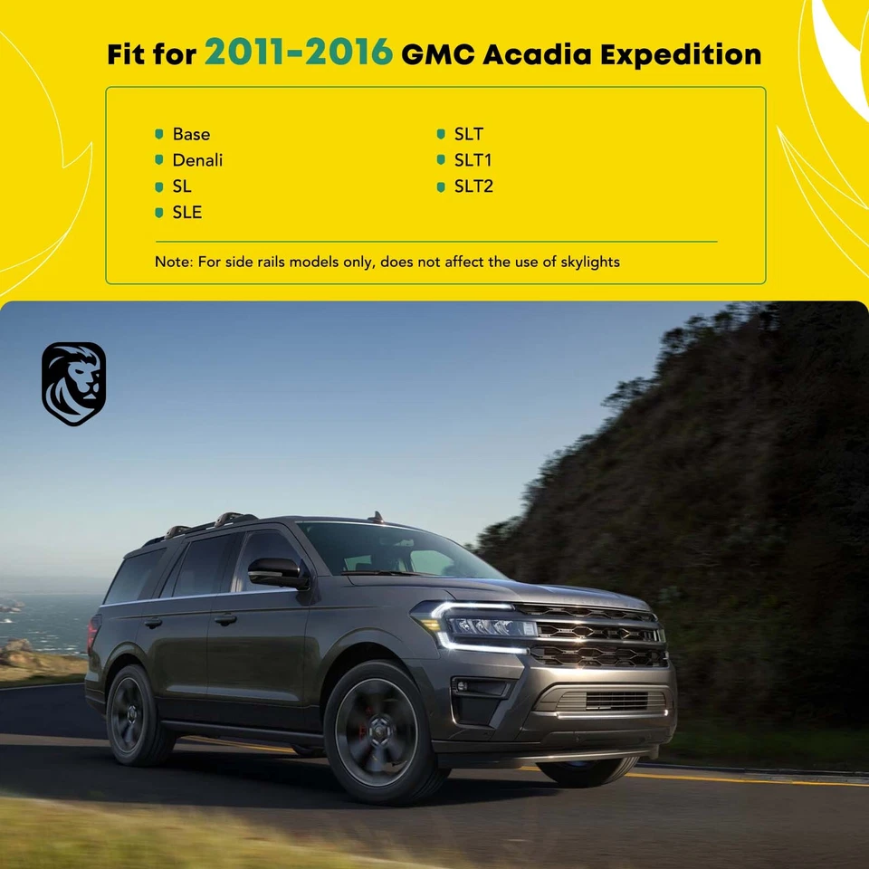 Barra transversal de techo de aleación de aluminio negra para GMC Acadia 2011-2016 SUV 165 lb Foto 4 de 4