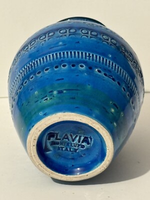 Vintage FLAVIA MONTELUPO (Bitossi) RIMINI BLUE pottery Vase ALDO
