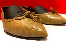  729.00  GUCCI GG WOMEN'S BROWN LUXURY LEATHER HORSE BIT LOAFERS SIZE 38.5