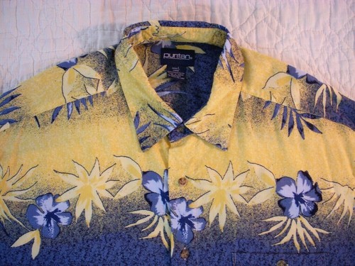 PURITAN Tropical Style Button Down Shirt Men's Size Lg Pool Beach 90's Vintage  - Afbeelding 1 van 3