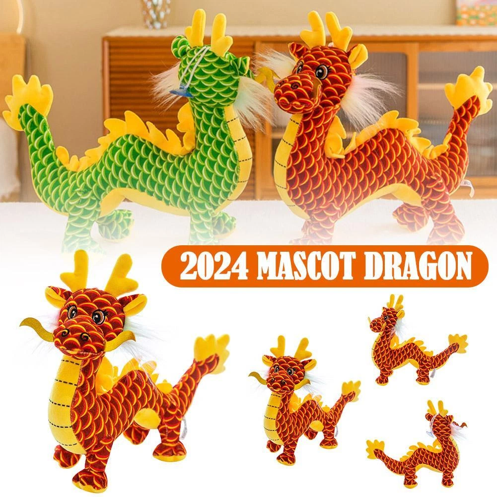 Dragon chinois peluche réaliste Animal peluche mascotte nouvel an 2024 New  K5