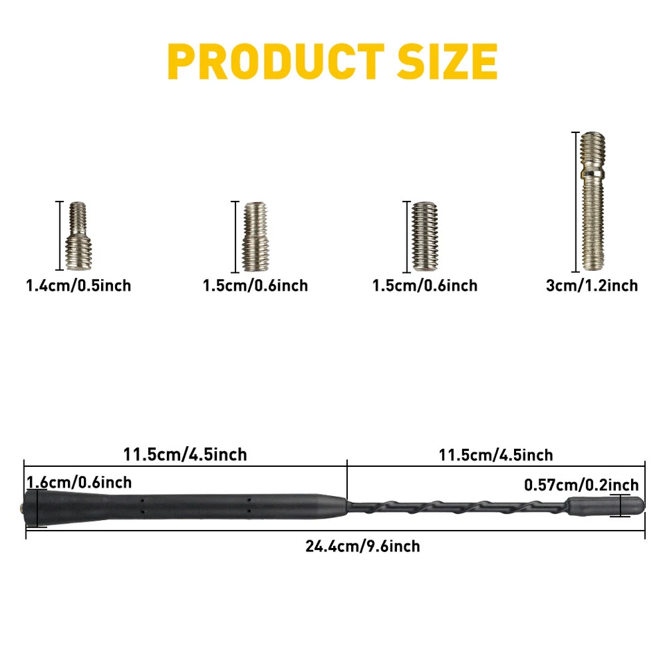 Mástil de antena negro corto de 9" radio AM/FM para Chevy Silverado 2006-2021 totalmente nuevo Foto 2 de 4