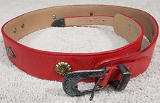 Western Leather Belt red with Buffalo Nickels Mexico Large womens