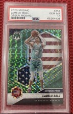 2020-21 Panini NBA Mosaic #257 LaMelo Ball RC Rookie PSA 10 Green National Pride