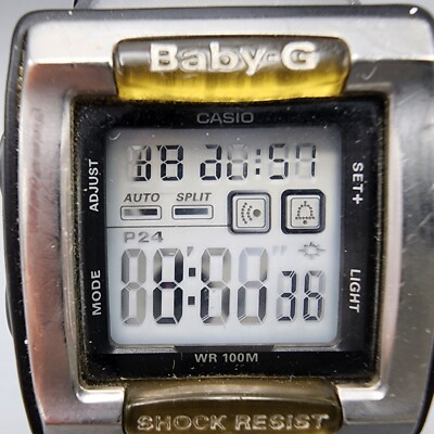 Casio Baby-G Watch Women Black Silver Digital 34mm Rectangle Casio Baby-G Watch Women Black Silver Digital 34mm Rectangle