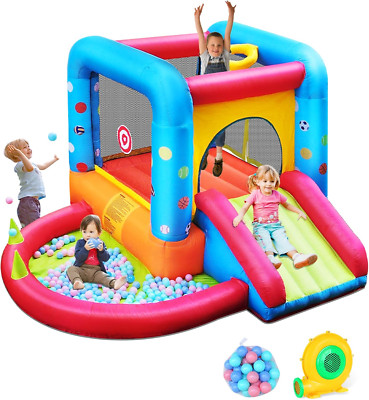 Inflatable Bounce House, Kids Castle Slide Bouncer for Children Jumping Outdoor