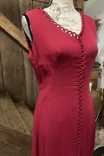 Vintage Scalloped Trim Red Wiggle Dress