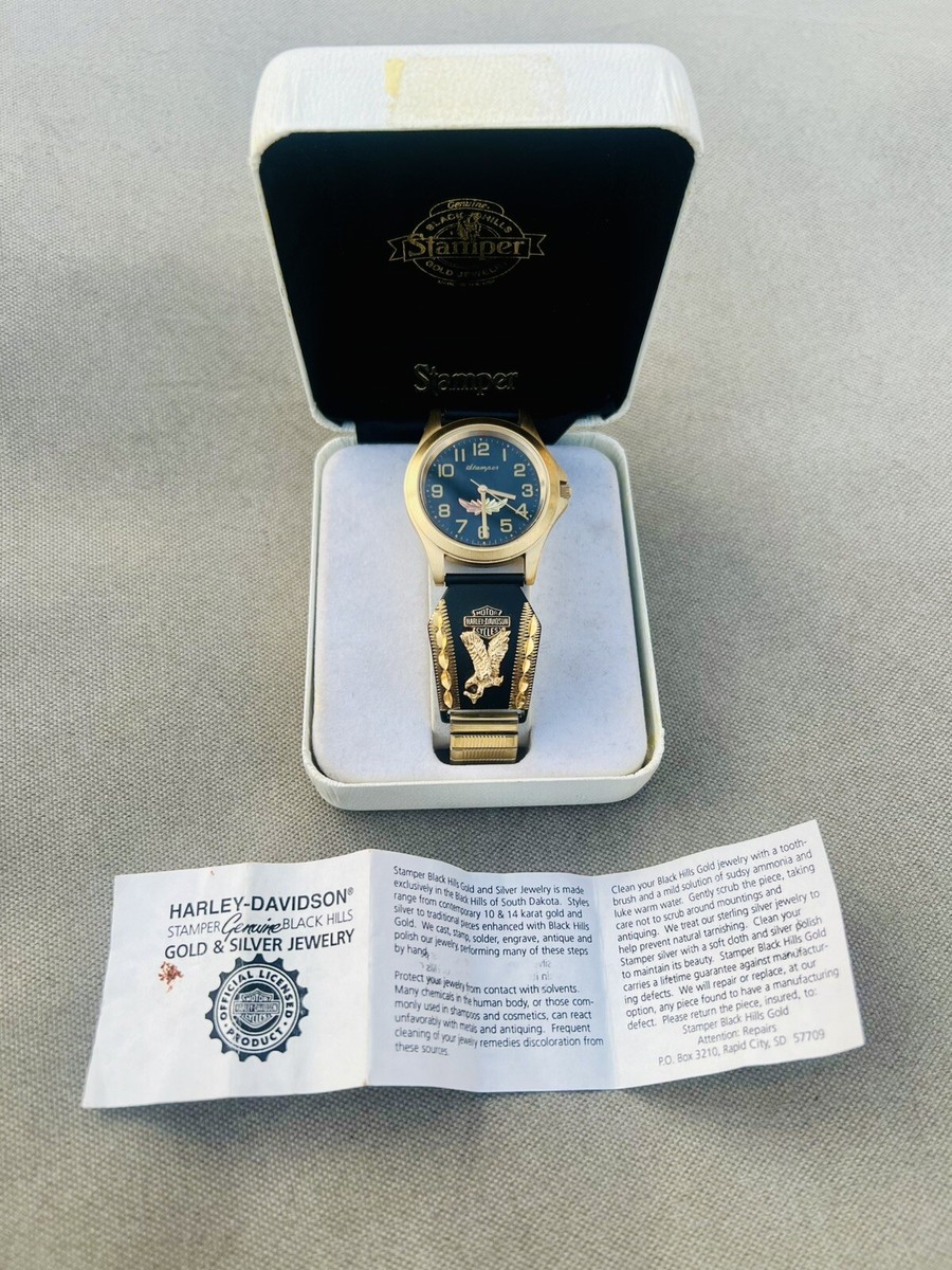 Vintage Stamper Black Hills Harley Davidson 10k-14k GOLD Watch