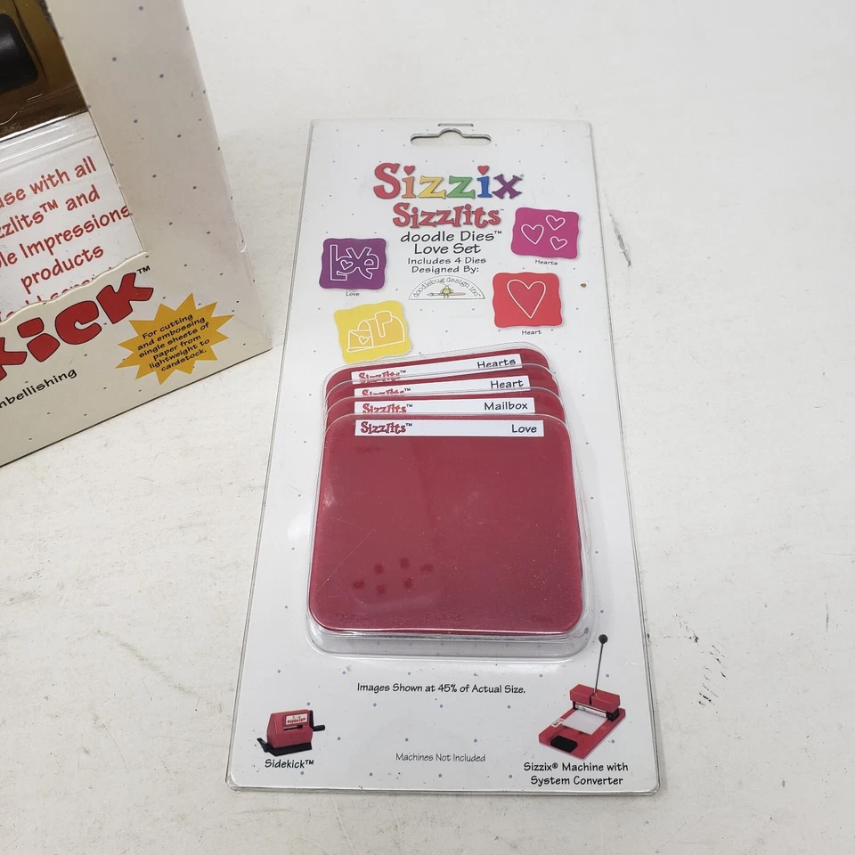 Sizzix Sidekick Sizzlits Doodle Dies Love Set Mini Die Cutting Embossing Machine - Image 3 of 4