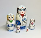 Matryoshka Doctor and Nurses 5 pcs 4,2” Ukraine Nesting Doll, Medical Staff Gift