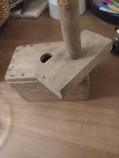 Antique Primitive Rectangular Homemade Wooden Butter Mold Press Hand Tool. 