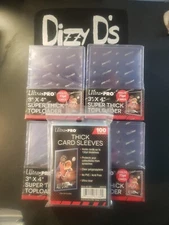 100 Ultra Pro 3X4 Toploaders & Soft Sleeves 75pt Super Thick 100 Of Both