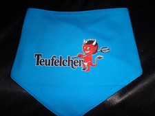 blue baby scarf, devil print