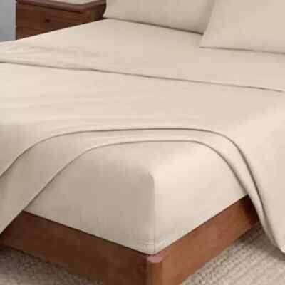 Welhome Cotton Rich Sateen 320 TC 4pc Sheet Set Deep Fit Oyster Gray Beige Queen