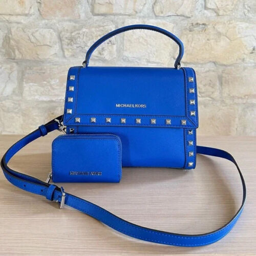 Michael Kors Dillon Electric Blue STD MD Messenger Leather Handbag/Wallet Option - Picture 1 of 37