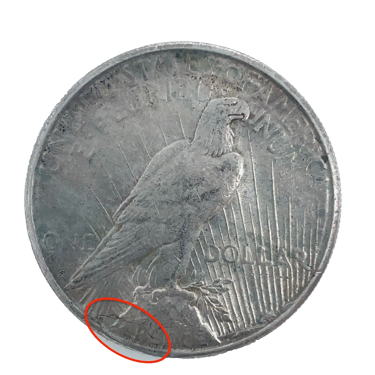1922-S Peace Silver Dollar Huge Crack-Pilled OBV/REV Lamination