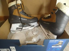 Bauer Whistler Ice Skates Jr 5 Unisex Brown Gray Fleece Lined Recreational Pair