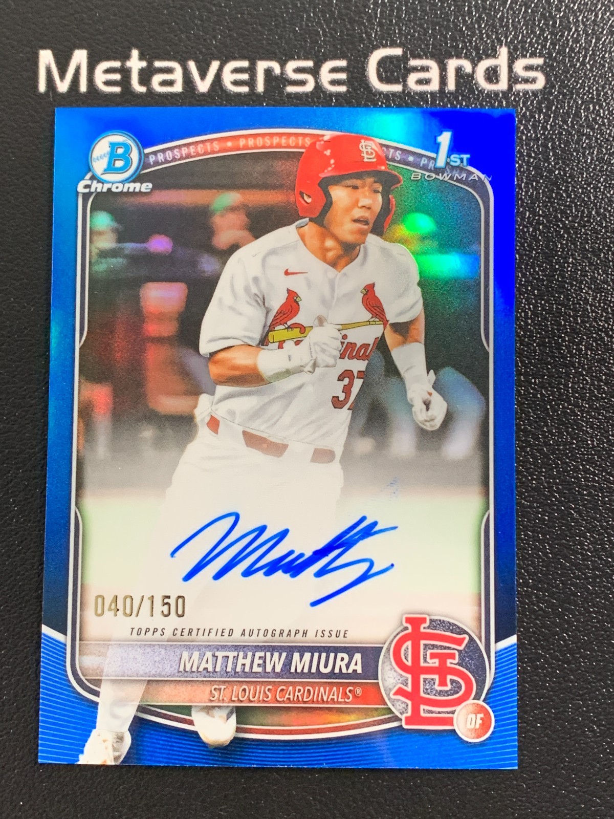 2025 Bowman Draft Chrome #CPA-MMI Matthew Miura Blue Refractor 1st Auto 040/150