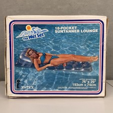 Vintage 1985 Intex Wet Set 18 Pocket Lounge Pool Tanning Float Silver NOS NEW