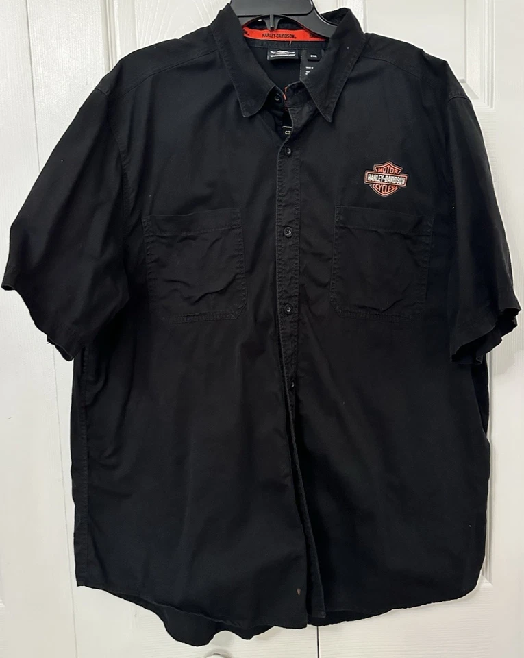 Harley Davidson Para Hombres 2XL Negra Leyenda Americana Bordada Abotonada con Llama Foto 2 de 3