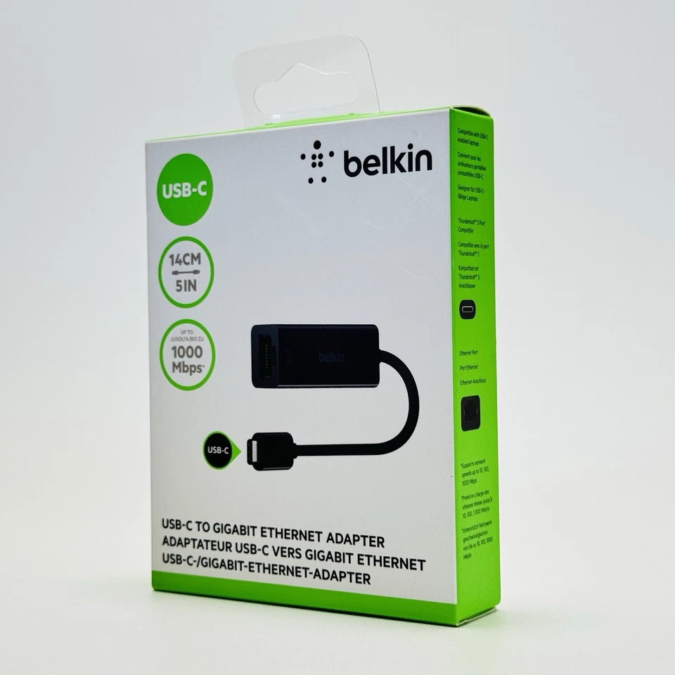 Belkin USB-C to Gigabit Ethernet Adapter SKU: F2CU040btBLK / B2B SKU: B2B145-BLK - Image 3 of 4