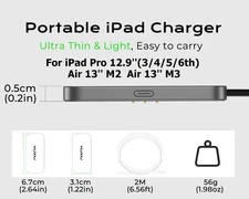 KUXIU Portable Magnetic Fast Charger for iPad Pro 12.9'' Air 13'' M2 Air 13'' M3