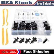 100pc &4 Tool Bumper Clips Auto Car Hole Plastic Rivets Fastener Fender Push Pin