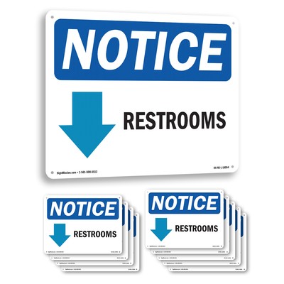 Restroom [Down Arrow] OSHA Notice Sign Metal, Plastic, Or Decal - 5 or 10 Pack