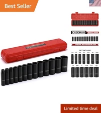 1/2-Inch Drive Deep Impact Socket Set - 13 Heavy-Duty Chrome Molybdenum Steel...