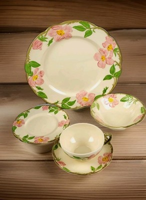 1950's FRANCISCAN Desert Rose 5 Pcs. Dinnerware Place Setting