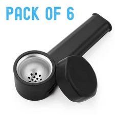 ( Pack of 6 ) 3.5" Silicone Tobacco Smoking Pipe with Lid Black Hand Pipes Bowl