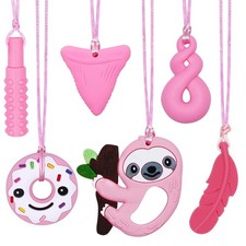 Chew Necklaces Sensory Stim Toys for Kids - 6 Pack, Silicone Chewy Necklaces ...