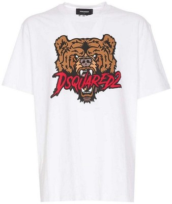 DSQUARED2 BEAR LOGO REGULAR FIT T-SHIRT HERREN S74GD1316D20014100