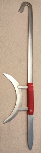 Chinese Hook Sword Single Red Cord Wrapped Handle Metal Blade