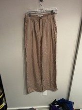 Reformation Women  s Size 4 High Rise Wide Leg Khaki Dress Pants Lyocell