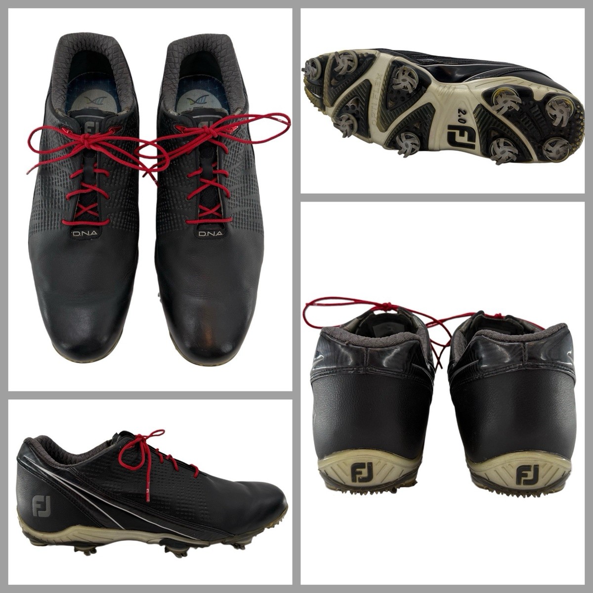 FootJoy DNA 2.0 Golf Shoes Men Sz 13 Black Leather Red Lace Soft