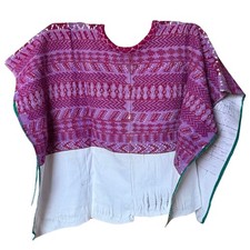 Vintage Guatemalan Huipil  Rich Pink Handwoven Mayan Top 2 Panels 33"x23.5"