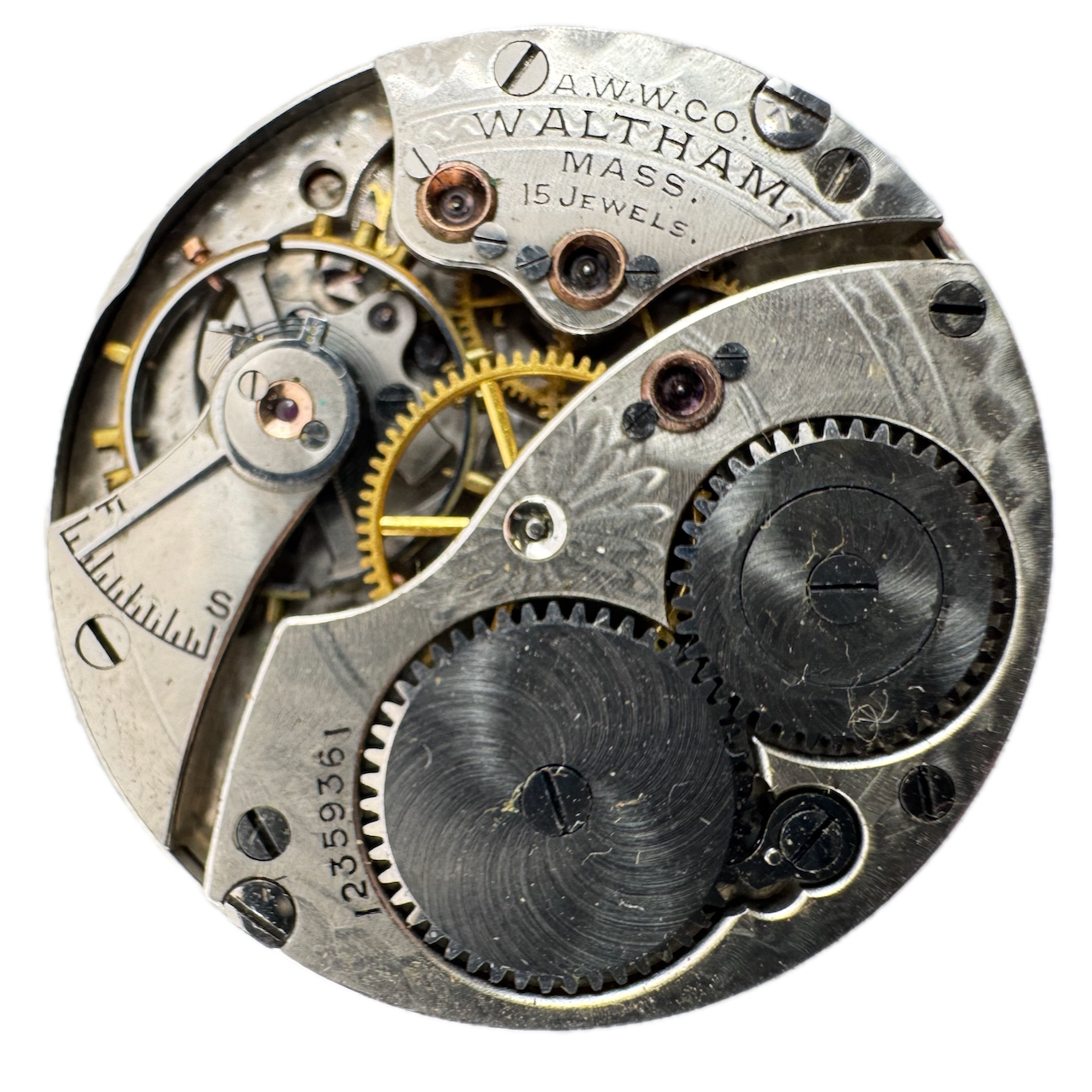 Antique 1903 Waltham 15 Jewel Hunter Pocket Watch Movement 115 USA