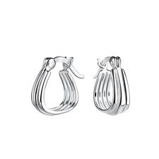 Pretty Small Wide 925 Sterling Silver 13mm French Lock Hoop Earrings Pair (V30)