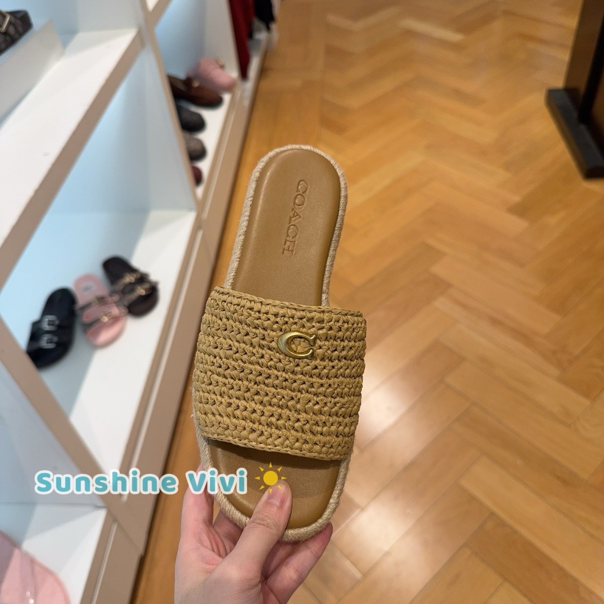 NEW COACH Women Holly Espadrille Sandal CEF29 Natural Raffia upper