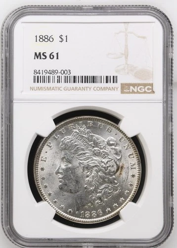 1886 Morgan Silver Dollar  90% Silver NGC MS61