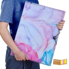 A3 Art Portfolios Case 40 Pages,Marble Blue Diamond Painting Storage Book,Poc...