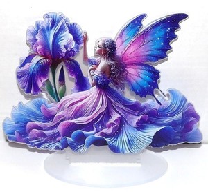 Acrylic Suncatcher Blue Purple IRIS ENCHANTING FLOWER FAIRY