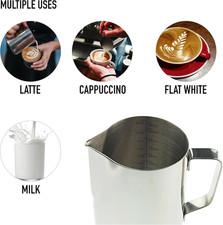 600Ml Barista Milk Jug for Coffee Machine, Milk Frothing Jug Pitcher Metal Stea