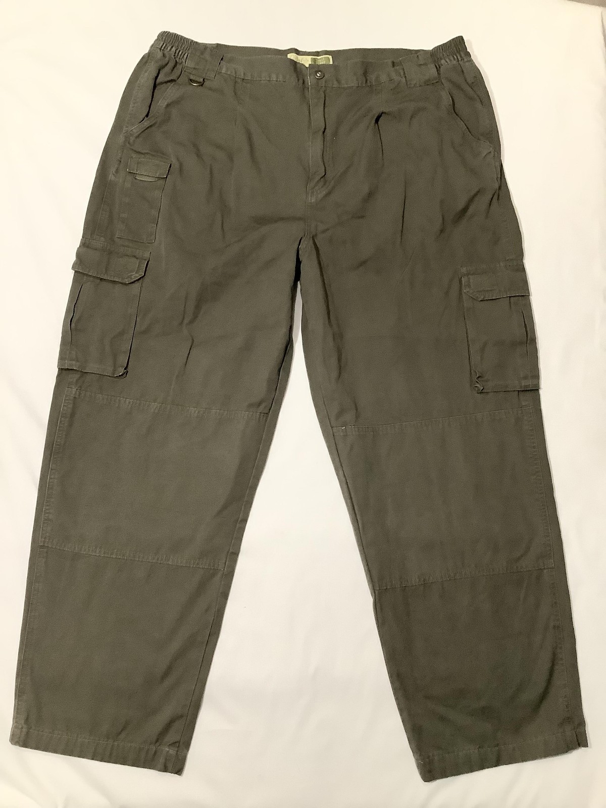 Cabela's Cargo Pants Mens 46 Green Trail Hiker Relaxed Fit Elastic Waist Hiking