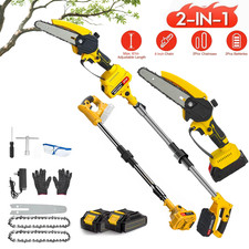 2 in 1 Cordless Pole Saw & Mini Chainsaw 6" Brushless Electric Chain Saw Battery